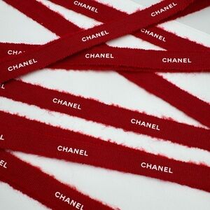 CHANEL Red and White Decorative Ribbon